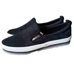 🖤 Sperry Top-Sider Memory Foam Leather Sneakers Slip-on Womens 12 Navy Blue